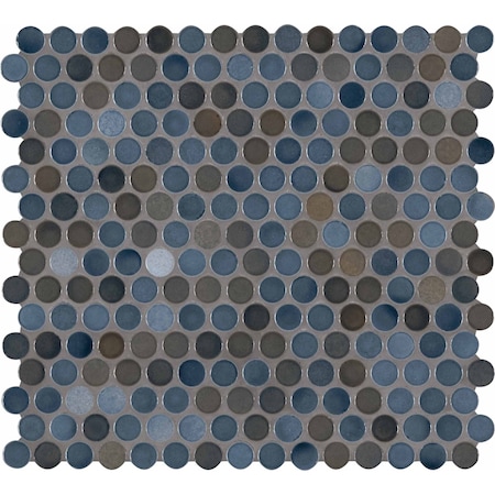 Msi Penny Round Azul SAMPLE Porcelain Mesh-Mounted Mosaic Tile ZOR